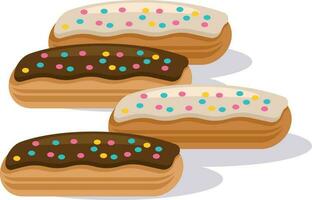 Chocolate Eclairs, Isolated Background. vector