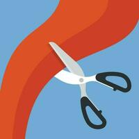 Scissors Cutting Ribbon, Isolated Background. vector