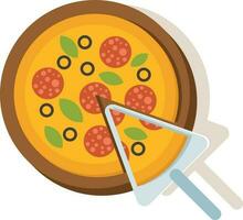 Slicing Pizza, Isolated Background. vector