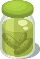 Cucumbers In A Jar, Isolated Background. vector