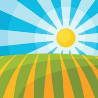 Sunshine Over The Valley, Isolated Background. vector