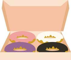 Donuts In A Takeaway Box, Isolated Background. vector