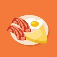 Breakfast With Fried Eggs, Isolated Background. vector