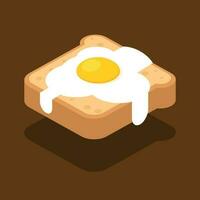 Piece Of Bread With Egg, Isolated Background. vector