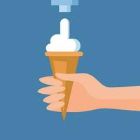 Ice Cream In A Cone, Isolated Background. vector