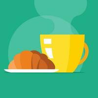 Hot Coffee And A Croissant, Isolated Background. vector