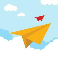 paper planes in the sky, adventure, icon, simple vector