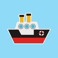 sticker of a boat, hello summer, hello adventures, mood vector