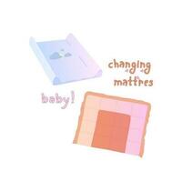 Baby changing mattress. Lettering in children's style. Vector illustration.