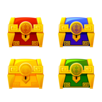 Chinese chest in different colors, for award icons inside game ui png