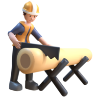 3D Character of a Industrial Worker png