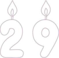 Number 29 with a candle. vector