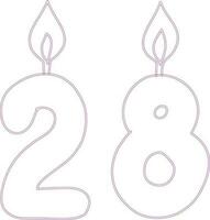 Number 28 with a candle. vector