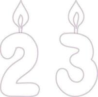 Number 23 with a candle. vector