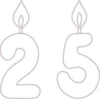 Number 25 with a candle. vector