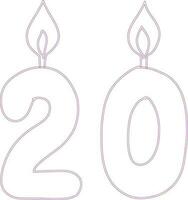 Number 20 with a candle. vector