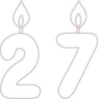 Number 27 with a candle. vector