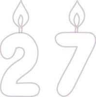 Number 27 with a candle. vector