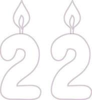 Number 22 with a candle. vector