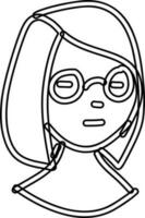 Female face line drawing for decoration. vector