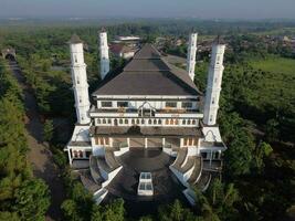 Purwakarta, 05 May 2023 - aerial photo of the mosque Tajug Gede Cilodong Purwakarta in the morning, taken using the drone dji mavic mini 2