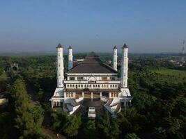 Purwakarta, 05 May 2023 - aerial photo of the mosque Tajug Gede Cilodong Purwakarta in the morning, taken using the drone dji mavic mini 2