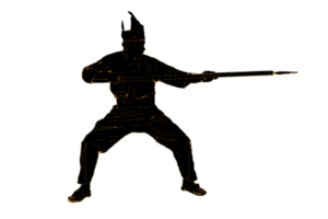 Nusantara warrior combating movement pattern with hold spear png