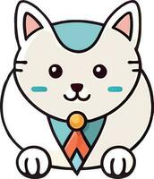 gracioso gato y adorable gatito personaje vector diseño con plano color en blanco antecedentes adecuado para pegatina, dibujos animados y impresión diseño.