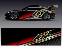 Car wrap design vector. Graphic abstract stripe racing background kit designs for wrap vehicle  race car  rally  adventure and livery vector