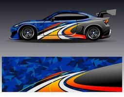 Car wrap design vector. Graphic abstract stripe racing background kit designs for wrap vehicle  race car  rally  adventure and livery vector