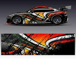 Car wrap design vector. Graphic abstract stripe racing background kit designs for wrap vehicle  race car  rally  adventure and livery vector