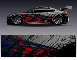 Car wrap design vector. Graphic abstract stripe racing background kit designs for wrap vehicle  race car  rally  adventure and livery vector