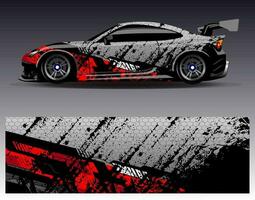 Car wrap design vector. Graphic abstract stripe racing background kit designs for wrap vehicle  race car  rally  adventure and livery vector