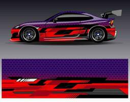 Car wrap design vector. Graphic abstract stripe racing background kit designs for wrap vehicle  race car  rally  adventure and livery vector