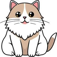 Funny cat and adorable kitten character vector design with flat color in white background suitable for sticker, cartoon and print design.