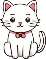 gracioso gato y adorable gatito personaje vector diseño con plano color en blanco antecedentes adecuado para pegatina, dibujos animados y impresión diseño.
