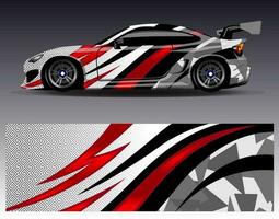 Car wrap design vector. Graphic abstract stripe racing background kit designs for wrap vehicle  race car  rally  adventure and livery vector