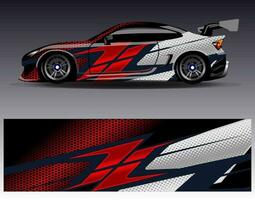 Car wrap design vector. Graphic abstract stripe racing background kit designs for wrap vehicle  race car  rally  adventure and livery vector