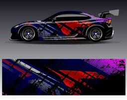 Car wrap design vector. Graphic abstract stripe racing background kit designs for wrap vehicle  race car  rally  adventure and livery vector