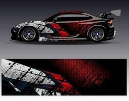 Car wrap design vector. Graphic abstract stripe racing background kit designs for wrap vehicle  race car  rally  adventure and livery vector