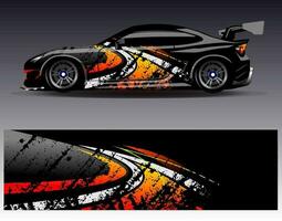 Car wrap design vector. Graphic abstract stripe racing background kit designs for wrap vehicle  race car  rally  adventure and livery vector