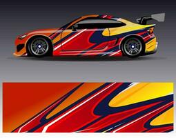 Car wrap design vector. Graphic abstract stripe racing background kit designs for wrap vehicle  race car  rally  adventure and livery vector