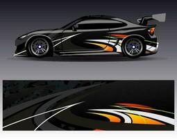 Car wrap design vector. Graphic abstract stripe racing background kit designs for wrap vehicle  race car  rally  adventure and livery vector