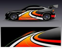 Car wrap design vector. Graphic abstract stripe racing background kit designs for wrap vehicle  race car  rally  adventure and livery vector