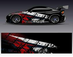 Car wrap design vector. Graphic abstract stripe racing background kit designs for wrap vehicle  race car  rally  adventure and livery vector