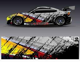 Car wrap design vector. Graphic abstract stripe racing background kit designs for wrap vehicle  race car  rally  adventure and livery vector