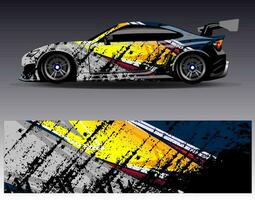 Car wrap design vector. Graphic abstract stripe racing background kit designs for wrap vehicle  race car  rally  adventure and livery vector