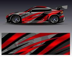 Car wrap design vector. Graphic abstract stripe racing background kit designs for wrap vehicle  race car  rally  adventure and livery vector