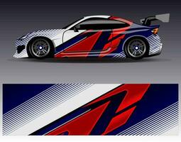 Car wrap design vector. Graphic abstract stripe racing background kit designs for wrap vehicle  race car  rally  adventure and livery vector