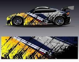 Car wrap design vector. Graphic abstract stripe racing background kit designs for wrap vehicle  race car  rally  adventure and livery vector